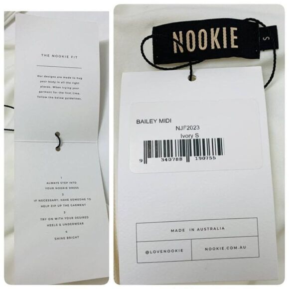 Nookie Bailey Midi Crepe Bodycon Dress Small Ivory Spaghetti Strap $199 - Picture 9 of 12